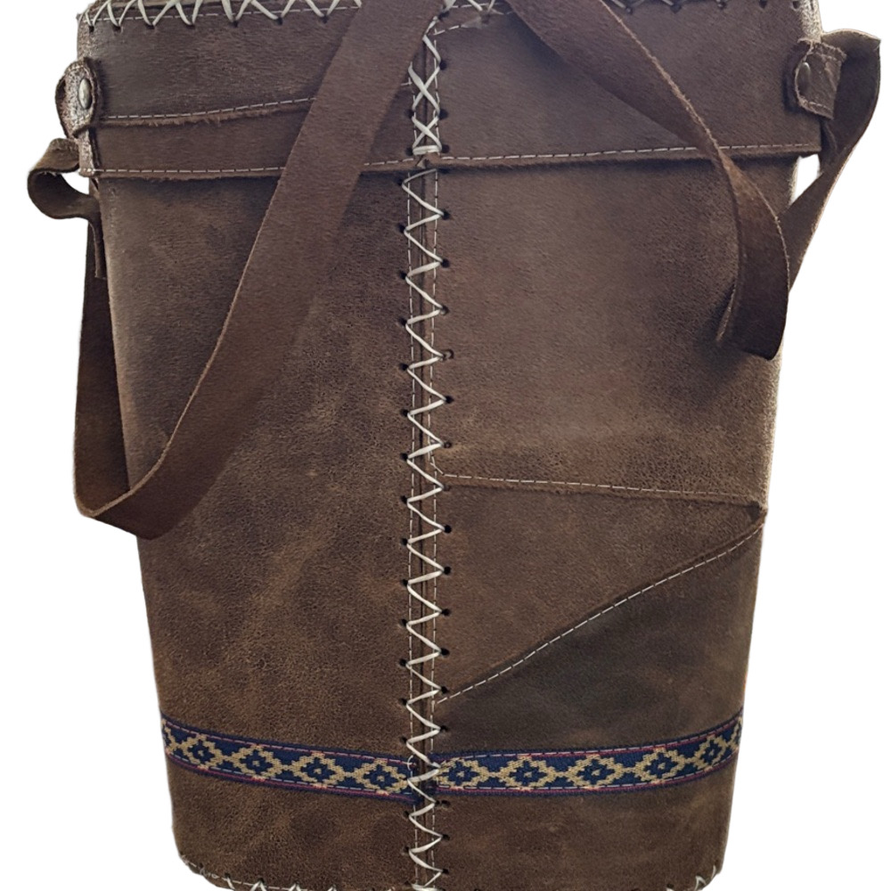 Argentina Handcrafted Suede Brown Matera Rigid Bucket Bag For Transport Items